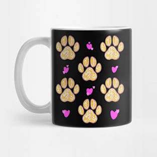 Glitter Paws and Hearts Pattern Mug